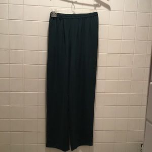 Montsuki Size MT 100% Silk Slacks Elastic Waist Teal W-12” Rise-14”Inseam 31”